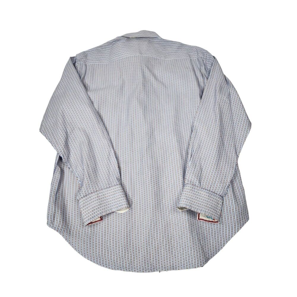 Robert Graham Mens XL TG Striped Button Front Dress Shirt Blue White - Picture 4 of 4
